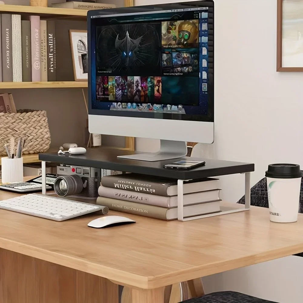 Wooden Office Computer Desktop Stand _ Shop Now_yyt